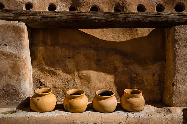 These pots sit in an out building at the Mission San Jose De Tumacacori near Tubac Arizona.