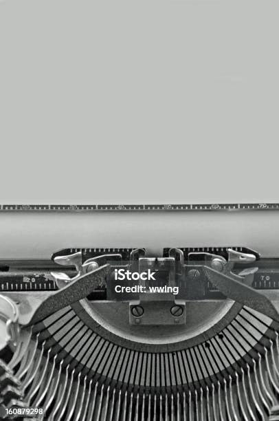 Antique Typewriter In Black And White Stock Photo - Download Image Now - Typewriter, Antique, Black And White