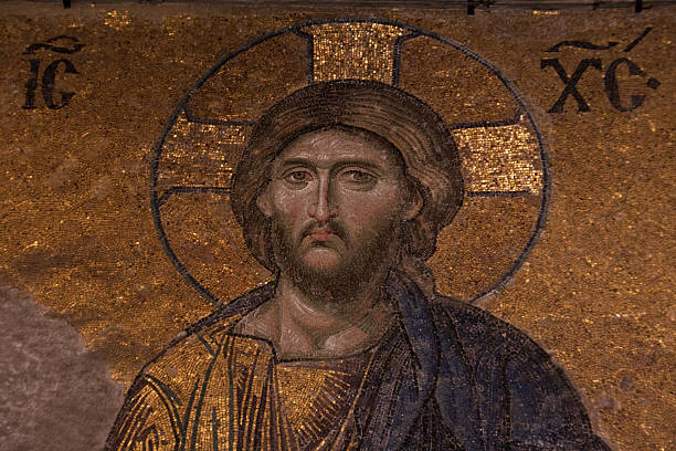 Jusus Mosaic portrait from Hagia Sophia Museum jusus stock pictures, royalty-free photos & images