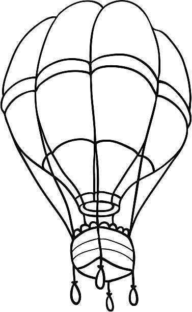 A antiga air balloon em lineart estilo - ilustração de arte em vetor
