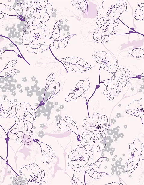 Vector illustration of Flowers lilac pattern