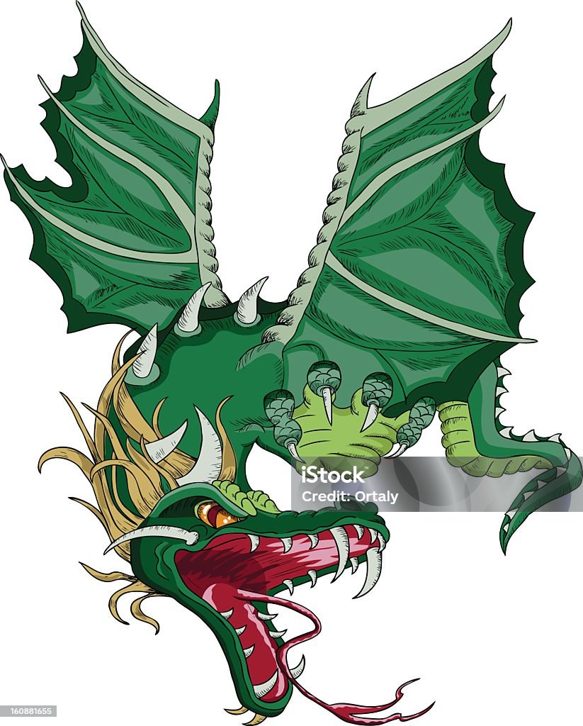 Latający Zła Dragon - Grafika wektorowa royalty-free (Smok - Postać fikcyjna)