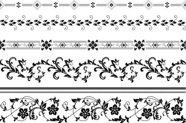 Baroque Borders Collection of decorative borders in different styles for your design. Seamless. gothic designs clip art stock illustrations
