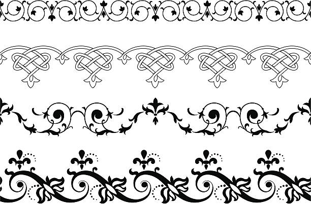 ilustraciones, imágenes clip art, dibujos animados e iconos de stock de las fronteras-líneas decorativos - celtic culture frame art nouveau victorian style