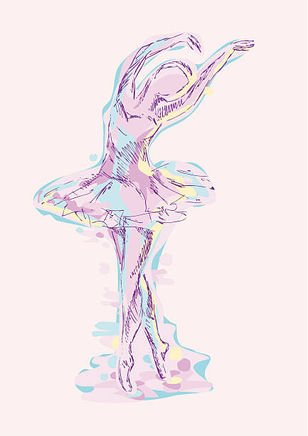 Ballerina Hand-drawn dancing ballerina. Water colors stylized illusrtation. ballet dancing stock illustrations