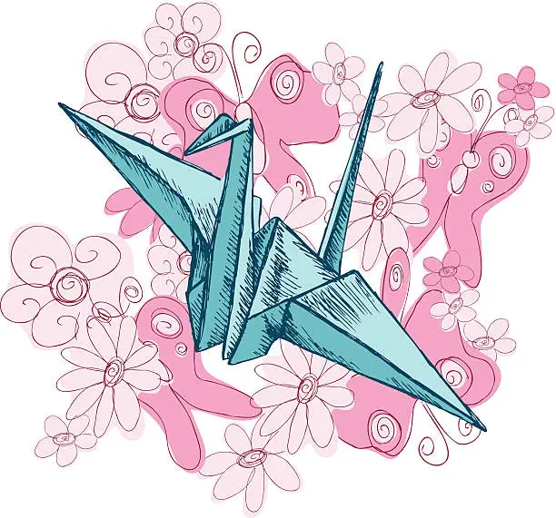 Vector illustration of Origami bird