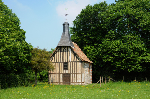 Small chapel in a Normandy forest.