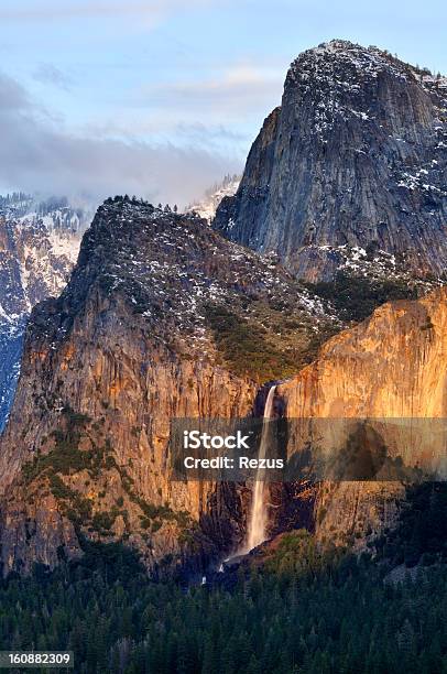 Bridalveil Falls Litted By Evening Sun In Yosemity National Park Stock Photo - Download Image Now