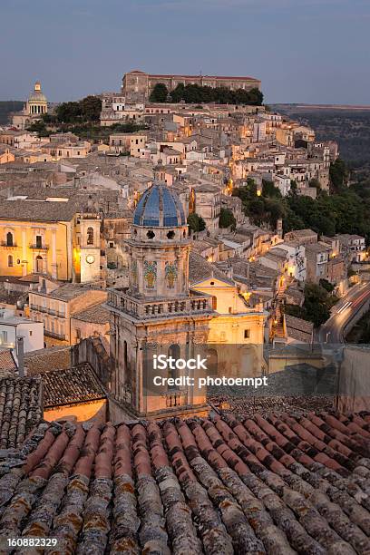Aerial Sunset View Of Ragusa Ibla Sicily Italy Stock Photo - Download Image Now - Ragusa - Sicily, Aerial View, Architectural Dome