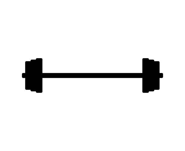 Vector flat barbell Vector flat barbell isolated on white background dumbbell silhouette stock illustrations