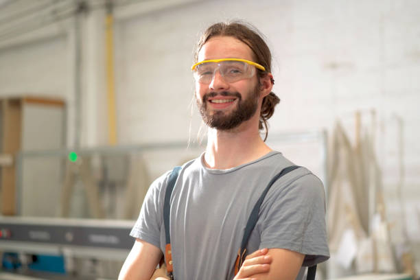 istock Male carpenter portrait. 1608827386