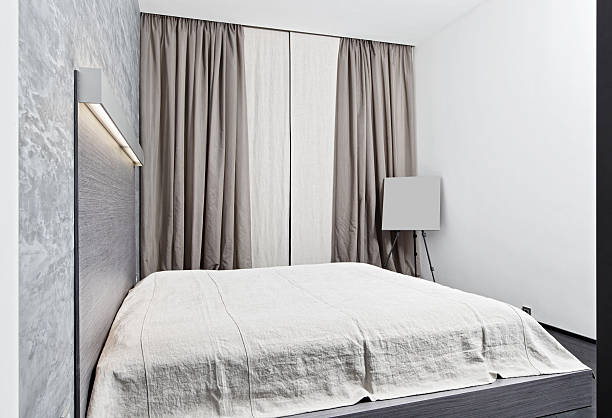 istock Modern minimalism style bedroom interior in monochrome tones 160883218