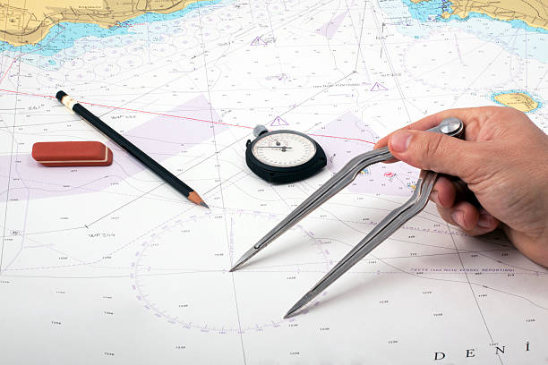 finding position (położenie wykrytego obiektu) - compass drawing compass map cartography zdjęcia i obrazy z banku zdjęć