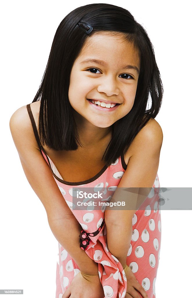 Sorridente Menina Posando isolado sobre o branco - Royalty-free Asiático e indiano Foto de stock