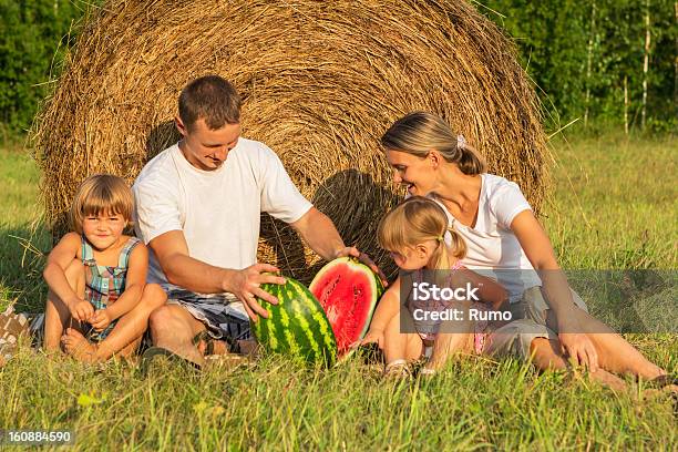 Famiglia Il Picnic Nel Campo - Fotografie stock e altre immagini di Adulto - Adulto, Alimentazione sana, Allegro