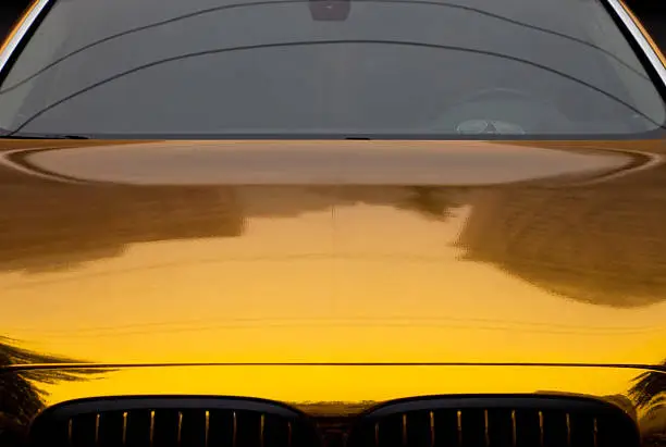 Golden painted sports car in Beijing, China