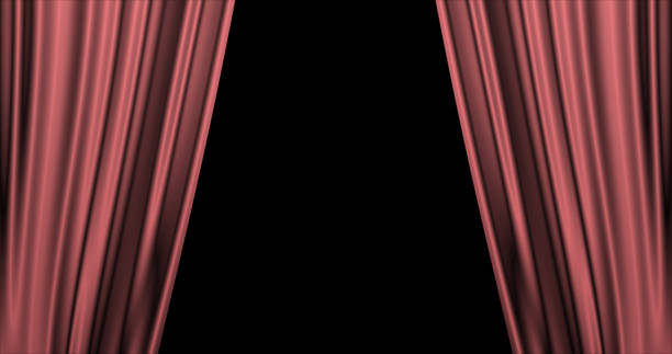 ilustrações, clipart, desenhos animados e ícones de material da moldura da ilustração com cortina de palco rosa acetinada aberta (fundo preto) - velvet black backgrounds textile
