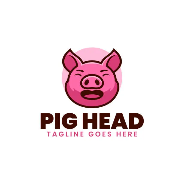 Vector illustration of Vector Illustration Pig Head Mascot Cartoon Style.