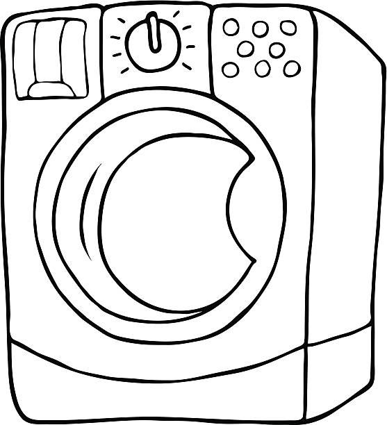 Máquina de lavar roupa no lineart estilo - ilustração de arte em vetor