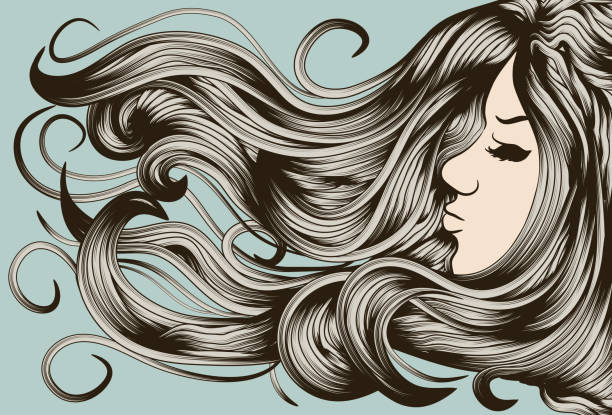 Woman's face with detailed hair Face, hair and background are on separate layers. Each hair strand is individual object. Easily change colors or make multi-colored. Extra folder includes Illustrator CS2 AI and PDF files. tousled stock illustrations