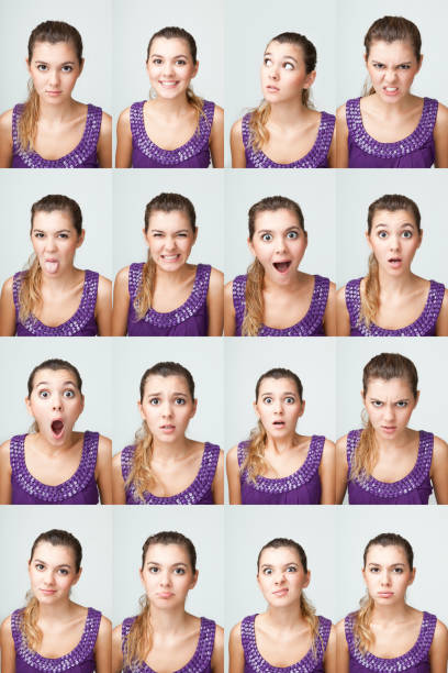 Young girl making facial expressions