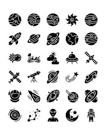 Space  Icon Set 30 isolated on white background