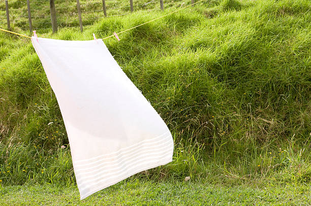 Yolo County, United States - September 18, 2003. Outdoor scene showing clothes hanging on a drying line in California.