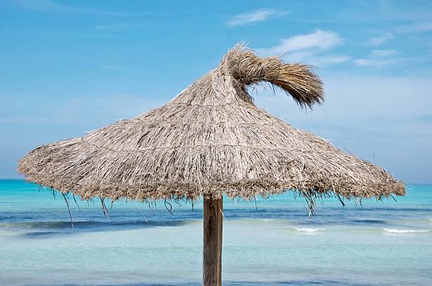 istock Beach parasol in front of blue sky 160892540