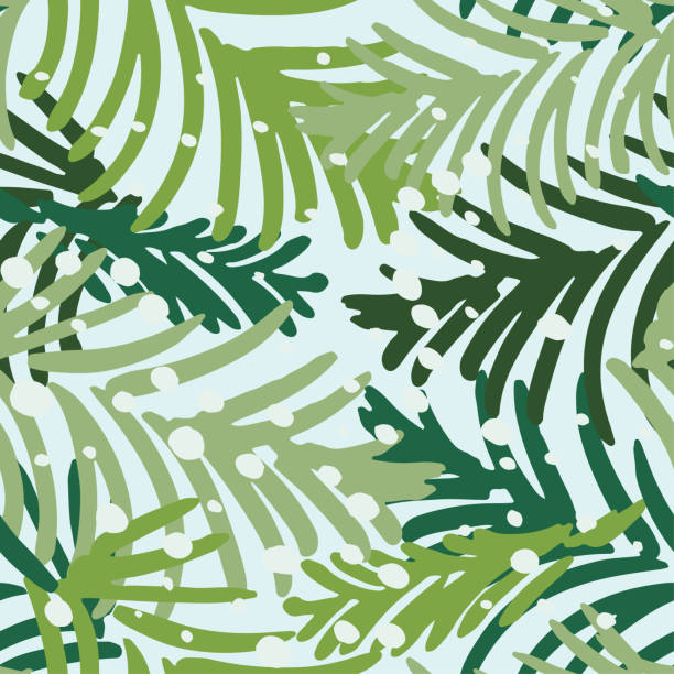 Pattern with pine tree branches. vector art illustration