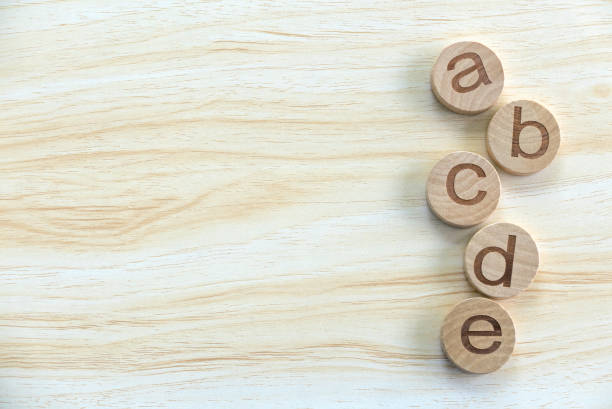 istock Education, learning and developement concept. Wooden alphabet of ABCDE on a wooden background. Copy space. 1608933281