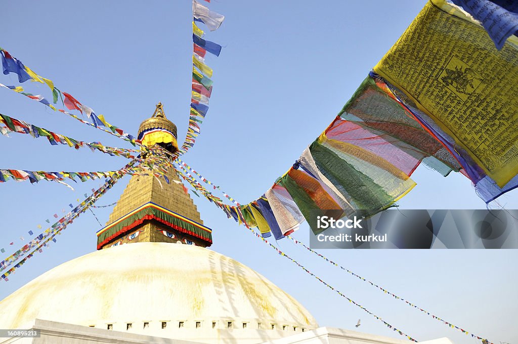 Estupa de Boudhanath (monumento - Foto de stock de Antigo royalty-free