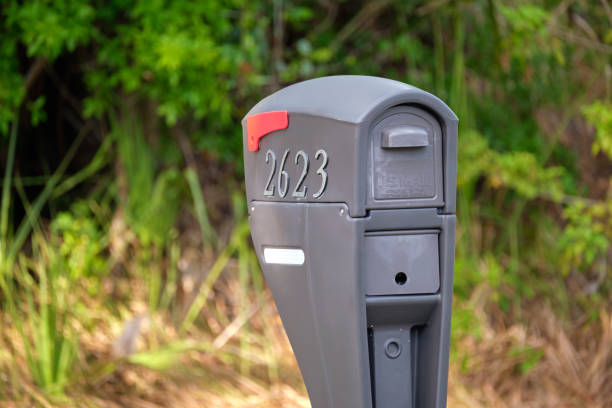 istock Typical american outdoors mail box on suburban street side 1608961520