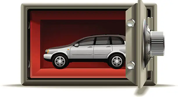 Vector illustration of Car protected