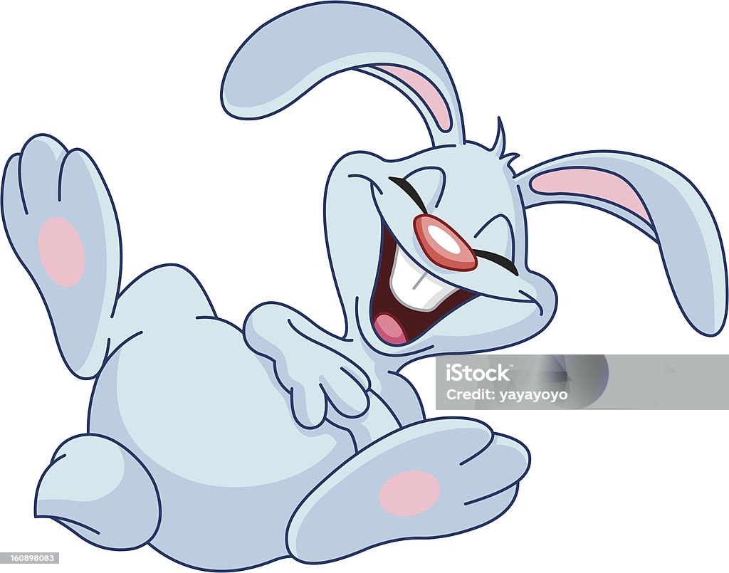 Laughing bunny Bunny rolling on the floor laughing Laughing stock vector