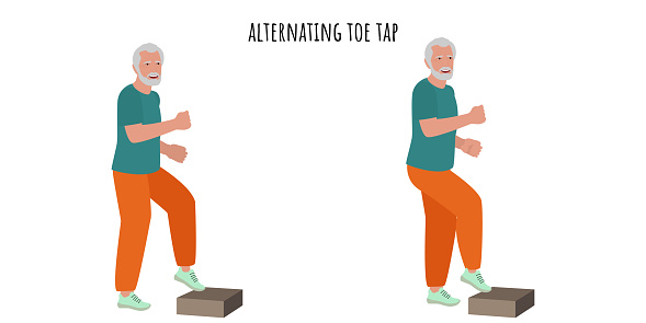 Accent Tap Exercise Senior Man Doing Alternating Toe Tap Exercise Stock Illustration ...