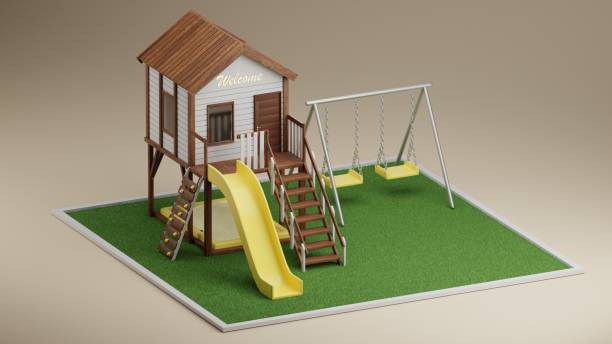 Playground. Kid’s house 3D design