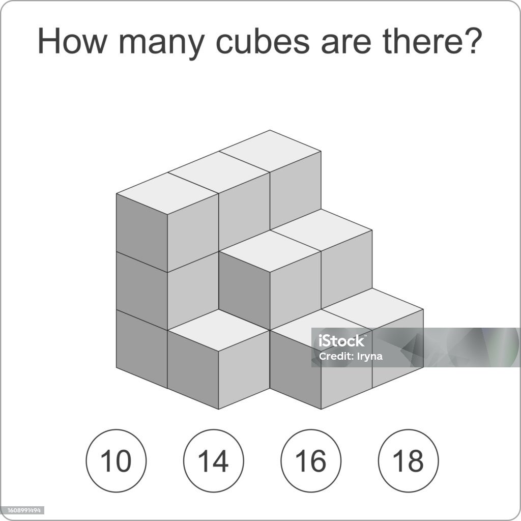 Cube Logic Count How Many Cubes Are There Brain Test Stock Illustration - Download Image ...