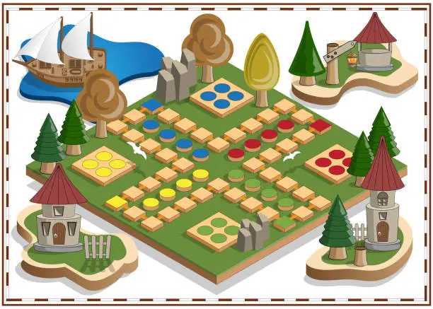 Vector illustration of Board game of the medieval theme.