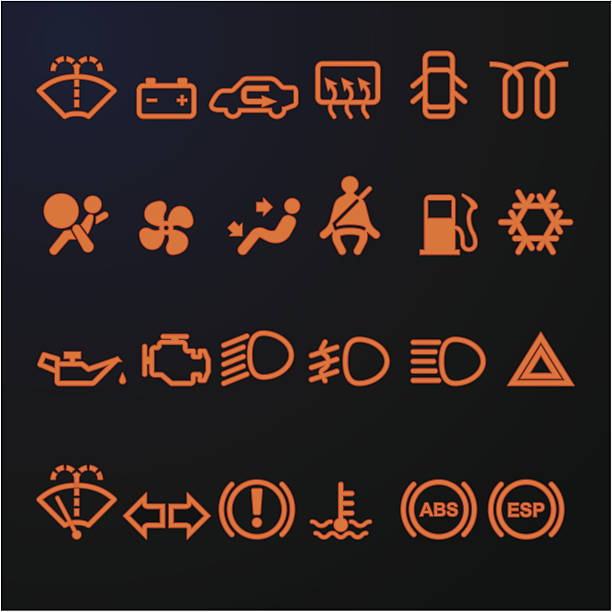 beleuchtet auto armaturenbrett symbole - stützrad stock-grafiken, -clipart, -cartoons und -symbole