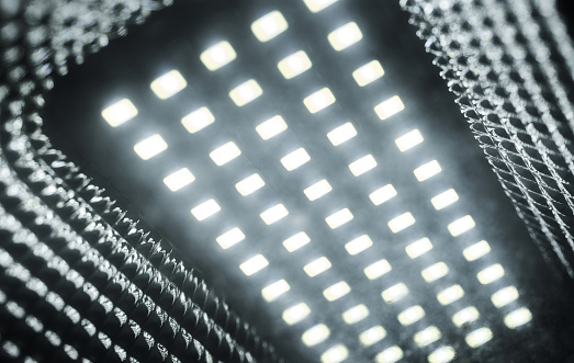 Close-up view of the LED light panel