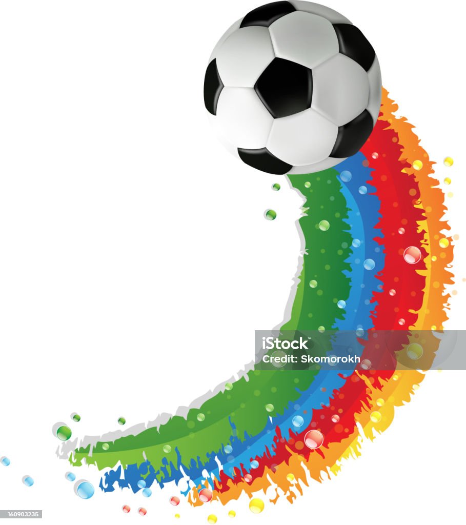 Soccer ball und Regenbogen trail - Lizenzfrei Abstoß Vektorgrafik