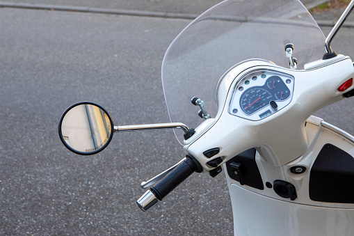 Close-up of a moped