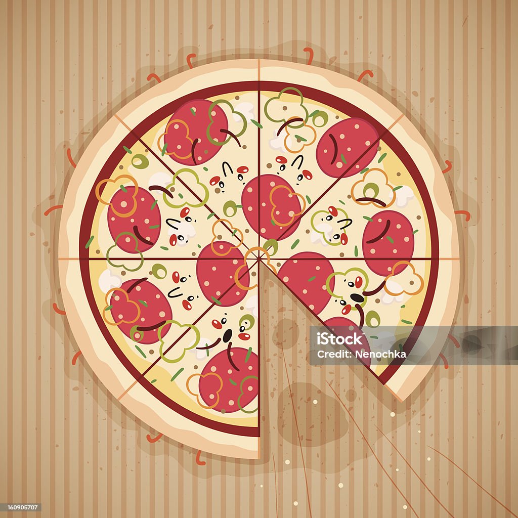 Engraçado pizza Comida - Royalty-free Alimentação Não-saudável arte vetorial