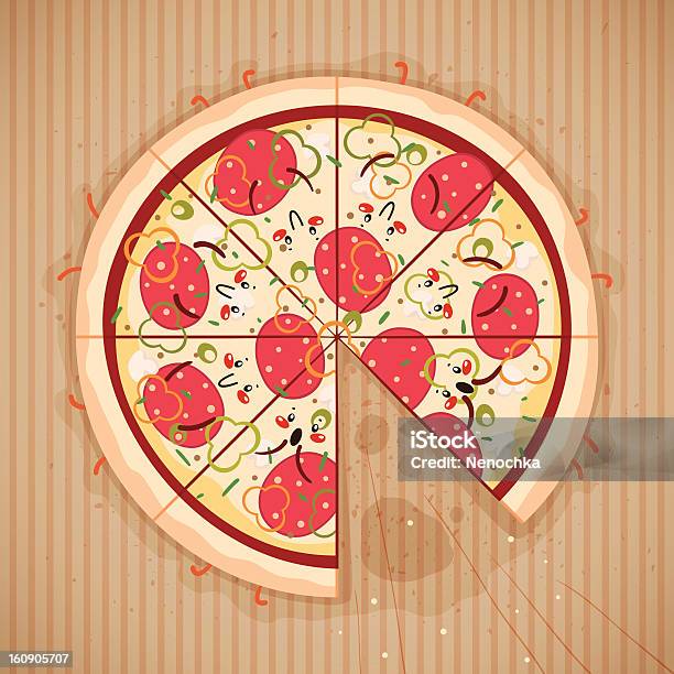 Engraçado Pizza Comida - Arte vetorial de stock e mais imagens de Alimentação Não-saudável - Alimentação Não-saudável, Azeitona, Caixa de Pizza