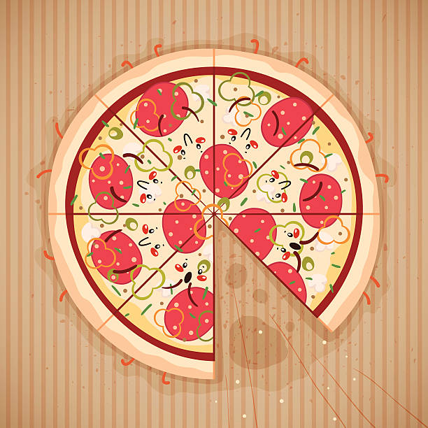 милый съеденный пицца - fast food ingredient humor shock stock illustrations