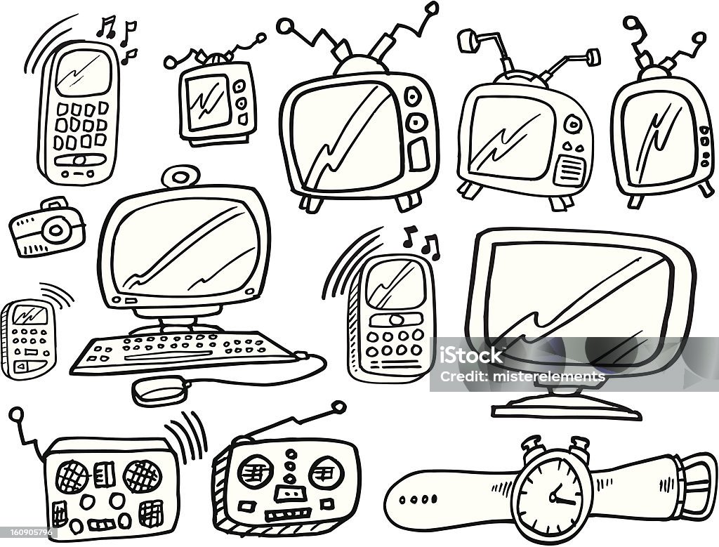 Computer Technology Doodle Doodle Technology Electronics Set Stock Illustration - Download Image ...