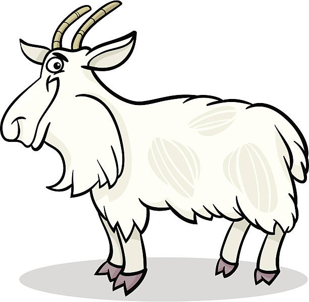ヤギの農場の動物の漫画イラストレーション - goat shaggy animal mammal点のイラスト素材／クリップアート素材／マンガ素材／アイコン素材