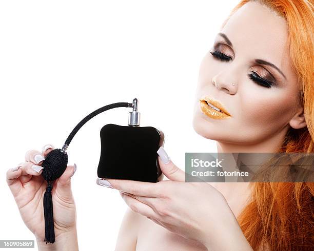 Beautiful Woman With Perfume Stock Photo - Download Image Now - Adult, Beautiful People, Beauty