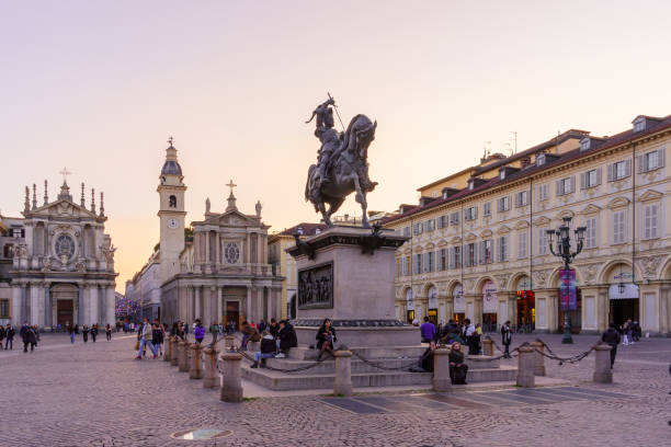 Piazza San Carlo square, Turin stock photo