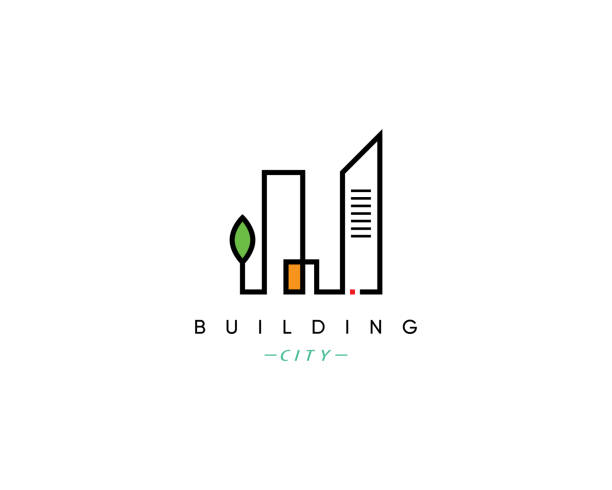 Building and Architecture. City building symbol for architecture, construction, skyscraper and city landscape. agency logo stock illustrations